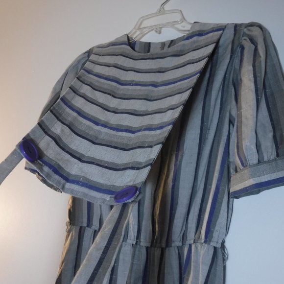 short-sleeve pinafore crew-neck dress, vintage late 1970s-1980s, made in Canada - Picture 12 of 16